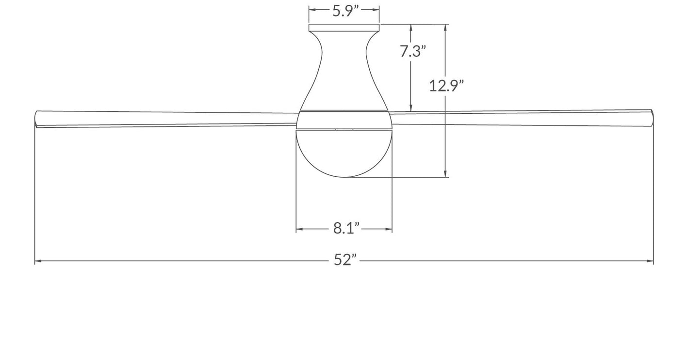 Modern Fan Ball Flush 52" Ceiling Fan - No Light