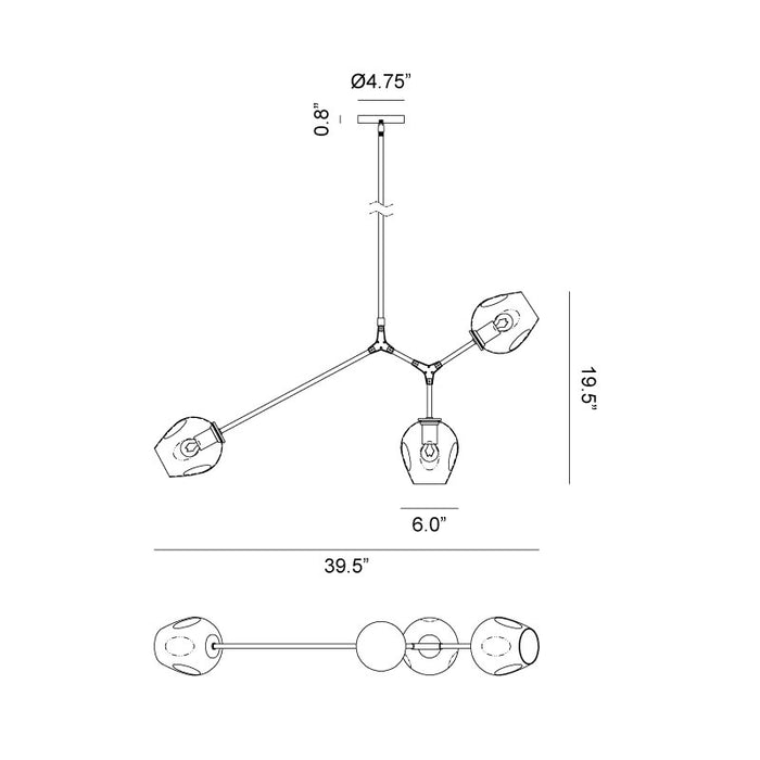 Matteo C49703 Cherry 3-lt 40" Chandelier