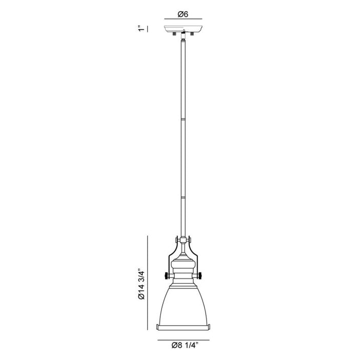 Matteo C53801 Cresswell Series 1-lt 8" Pendant