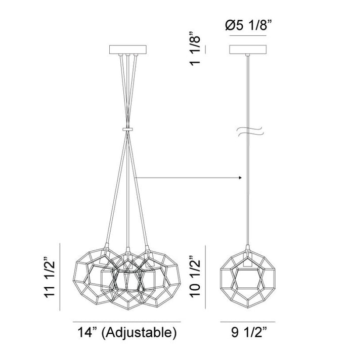 Matteo C54633 Geometry Series 3-lt 14" Pendant