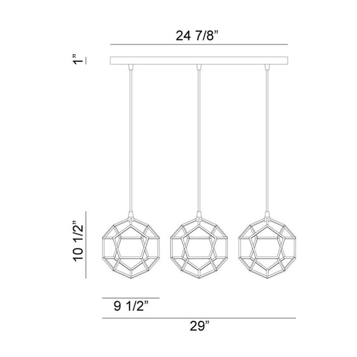 Matteo C54643 Geometry Series 3-lt 29" Linear Pendant