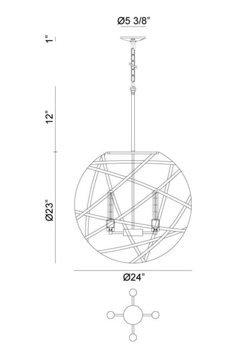 Matteo C57804 Atom 4-lt 23" Pendant