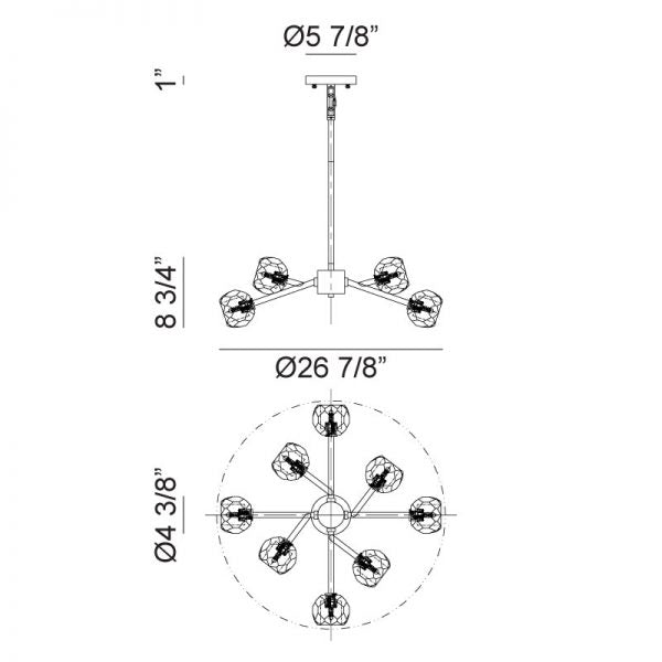 Matteo C61408 Rosa 8-lt 27" Chandelier