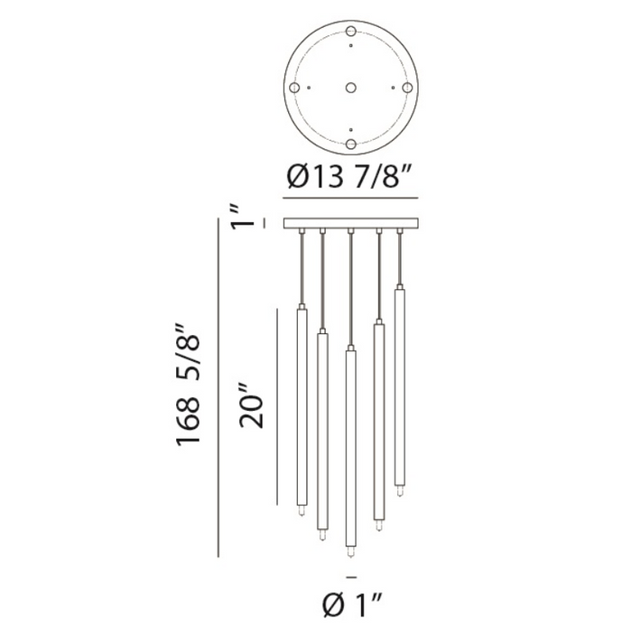 Matteo C63105 Reigndrop 5-lt 14" LED Pendant