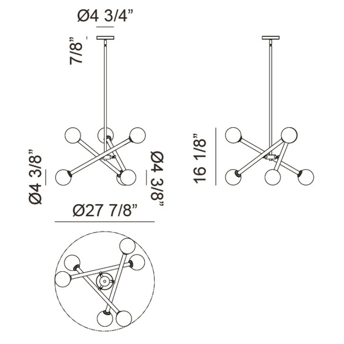 Matteo C64606 Matchstix 6-lt 28" Chandelier