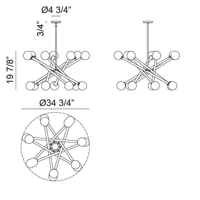 Matteo C64614 Matchstix 14-lt 35" Chandelier