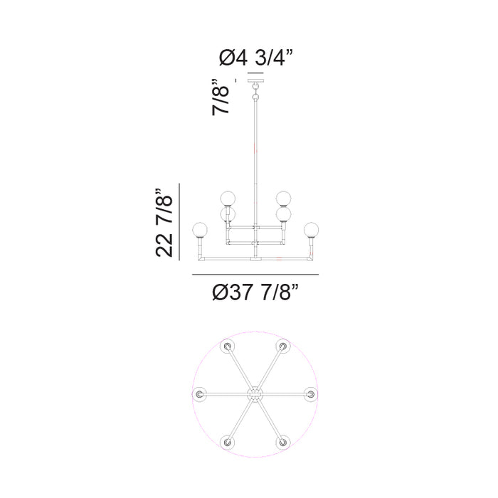 Matteo C64806 Candelstix 6-lt 38" Chandelier