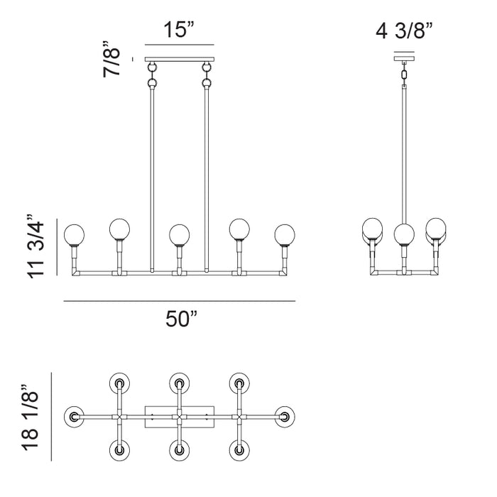 Matteo C64808 Candelstix 8-lt 50" Chandelier