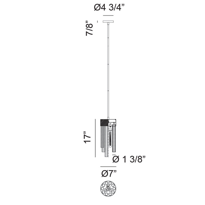 Matteo C66903 Kellan 3-lt 7" Pendant