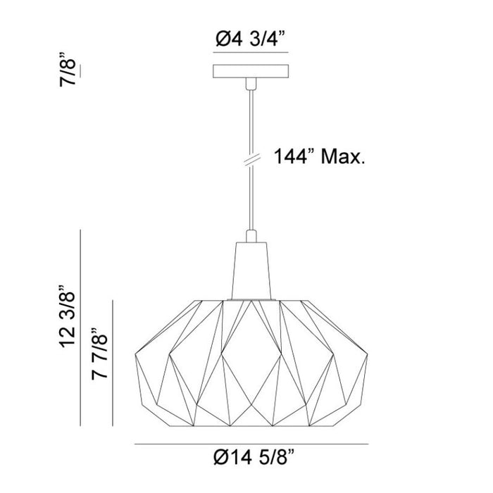 Matteo C70901 The Origami 1-lt 15" Pendant