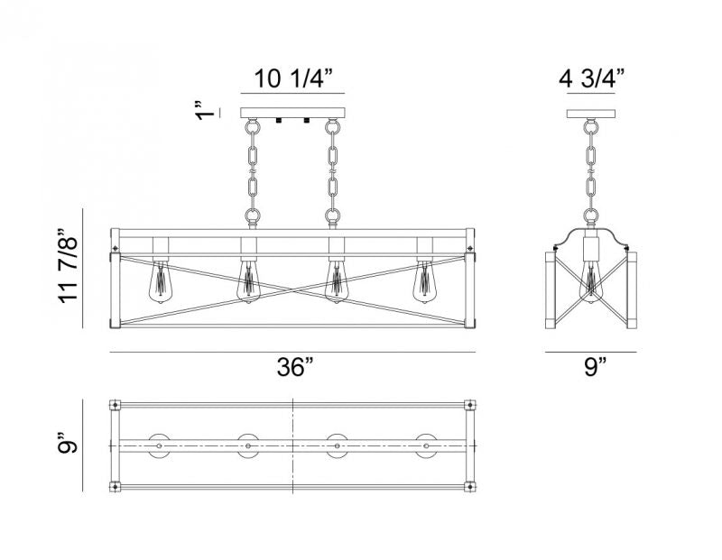 Matteo C71404 Asher 4-lt 36" Linear Chandelier