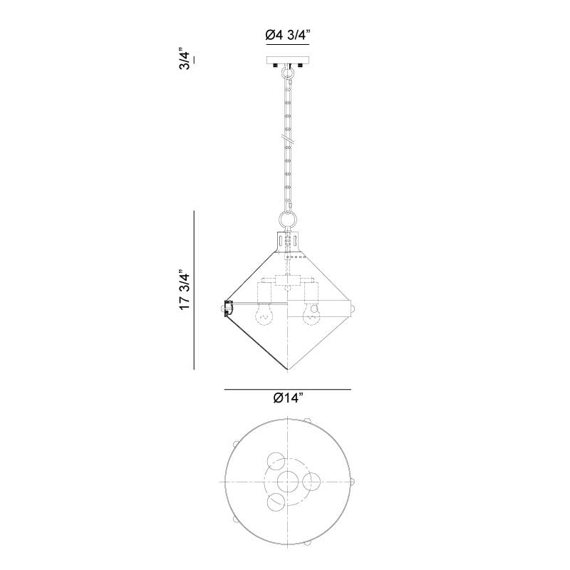 Matteo C72203 Sphericon 3-lt 14" Pendant