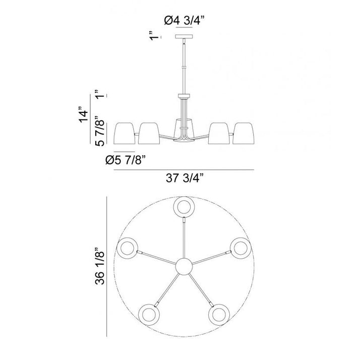 Matteo C73705 Luca 5-lt 38" Chandelier