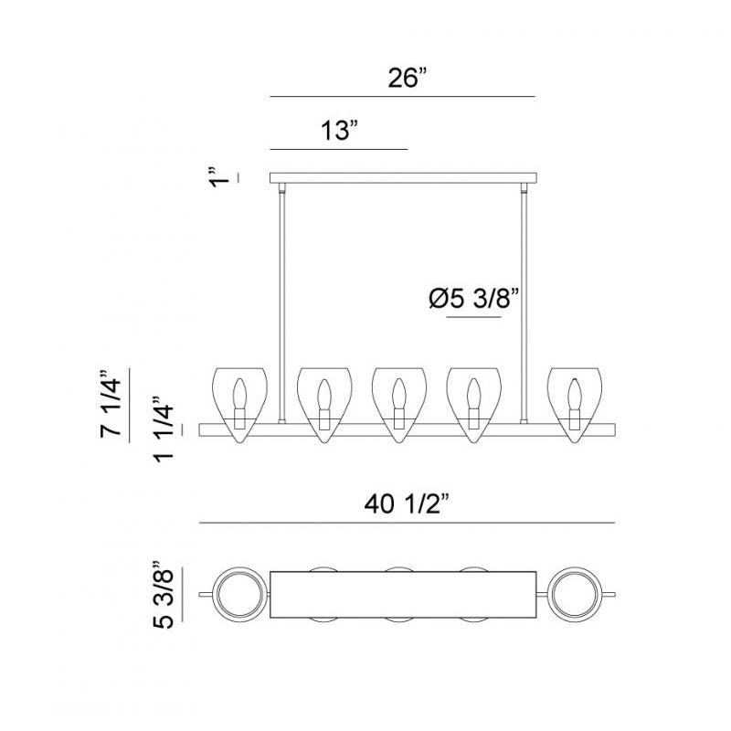 Matteo C74015 Reya 5-lt 41" Linear Chandelier