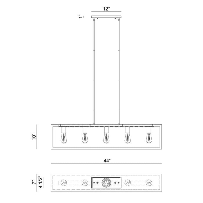 Matteo C76005 Flare 5-lt 44" Island Pendant