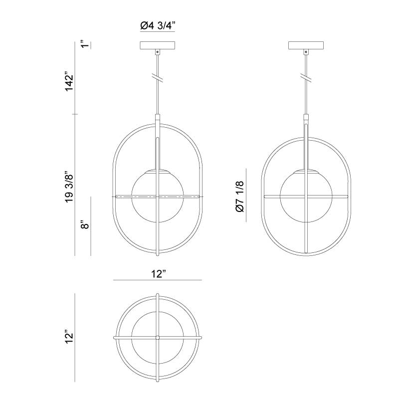 Matteo C76901 Eclipse 1-lt 12" Pendant