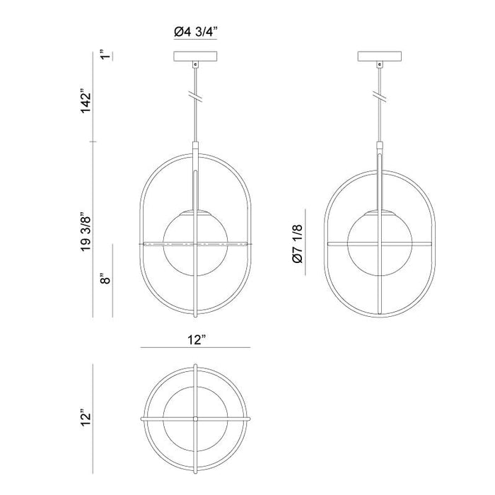 Matteo C76901 Eclipse 1-lt 12" Pendant