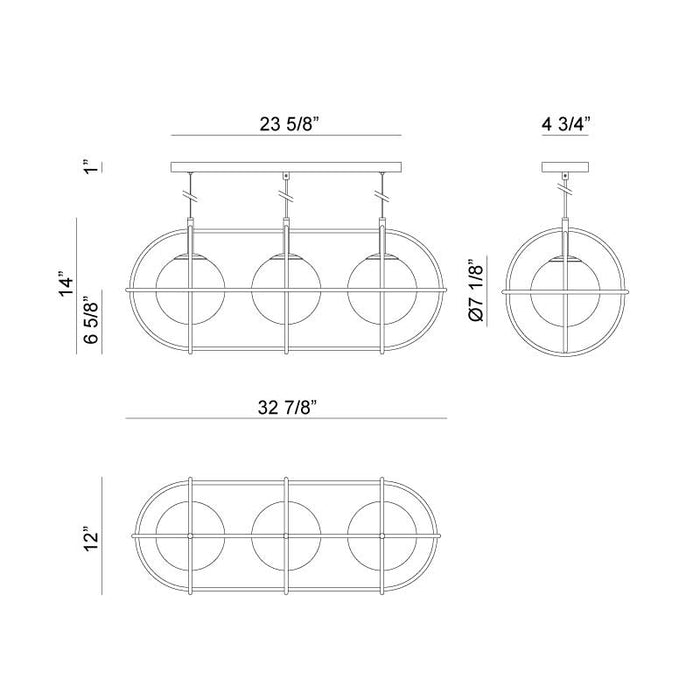 Matteo C76903 Eclipse 3-lt 33" Linear Pendant