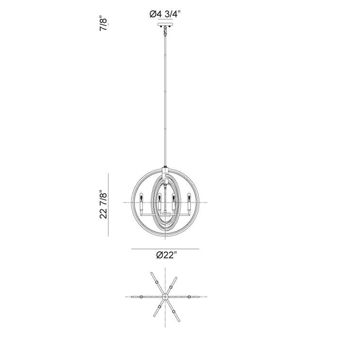 Matteo C78606 Odyssey 6-lt 22" Chandelier