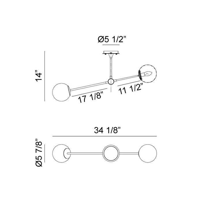 Matteo C78712 Cosmis 2-lt 34" Linear Pendant