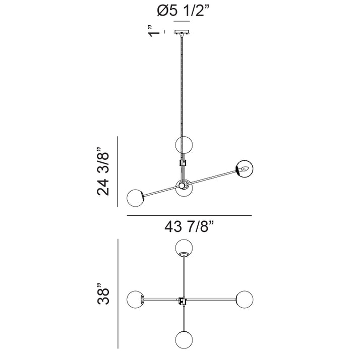 Matteo C78714 Cosmic 4-lt 44" Chandelier