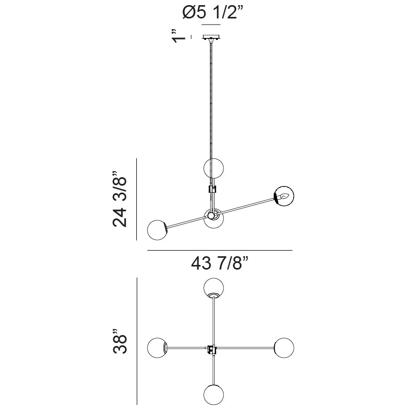 Matteo C78714 Cosmic 4-lt 44" Chandelier