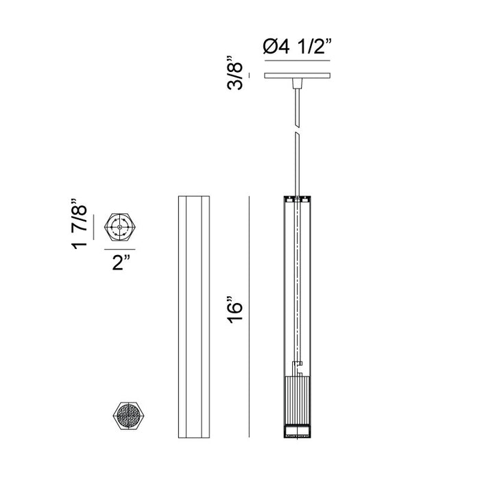 Matteo C79601 Rowan 1-lt 2" LED Pendant
