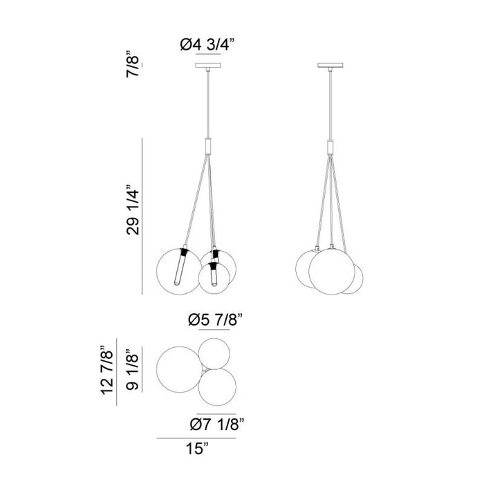 Matteo C81003 Magma 3-lt 15" LED Pendant