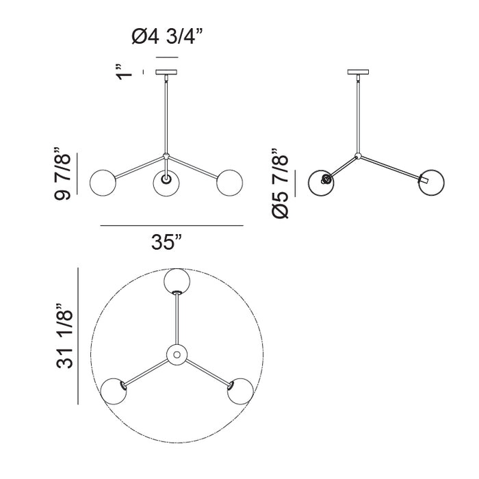 Matteo C81703 Novo 3-lt 35" Chandelier