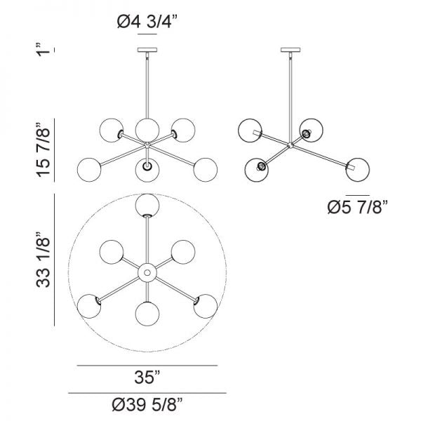 Matteo C81706 Novo 6-lt 35" Chandelier