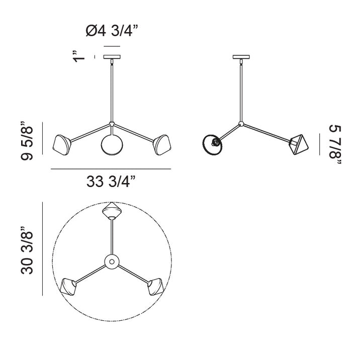 Matteo C81743 Novo 3-lt 34" Chandelier