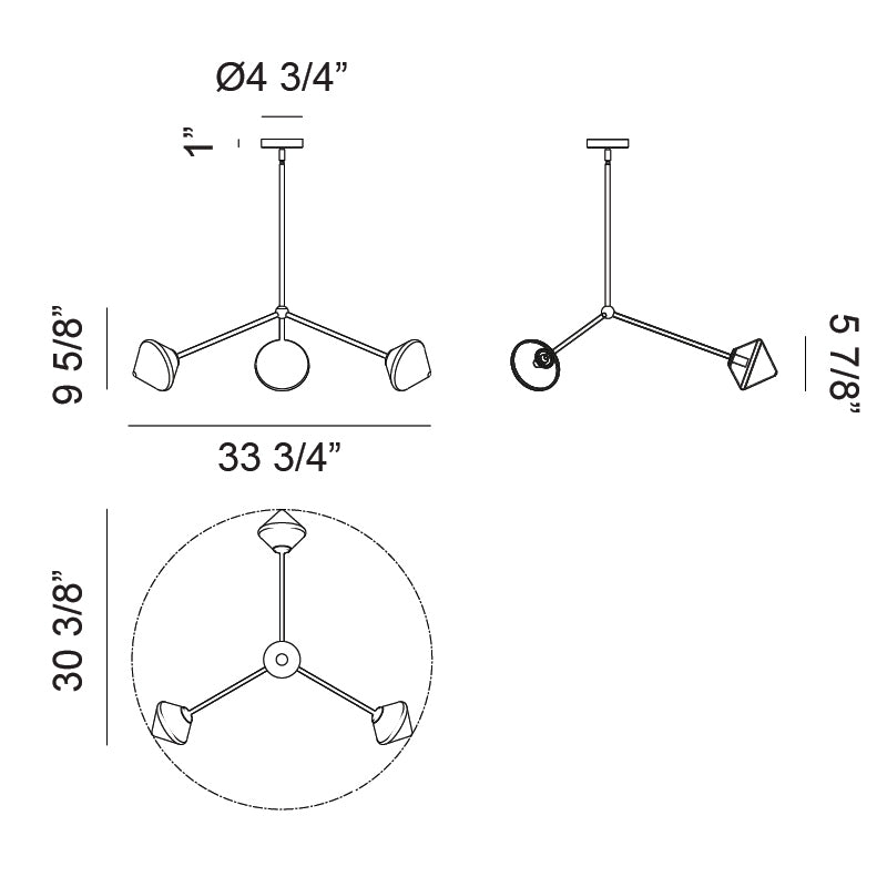 Matteo C81743 Novo 3-lt 34" Chandelier