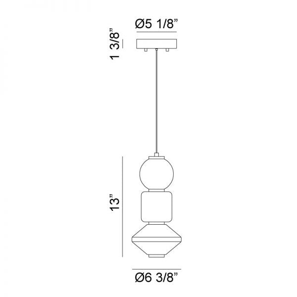 Matteo C82412 Dango 1-lt 13" Tall LED Pendant with Mixed Glass