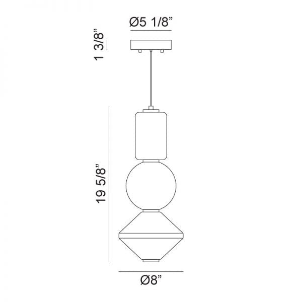 Matteo C82432 Dango 1-lt 20" Tall LED Pendant with Mixed Glass