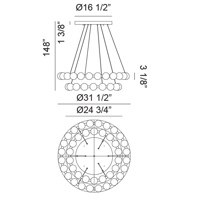 Matteo C83457 Oni 2-lt 32" LED Chandelier