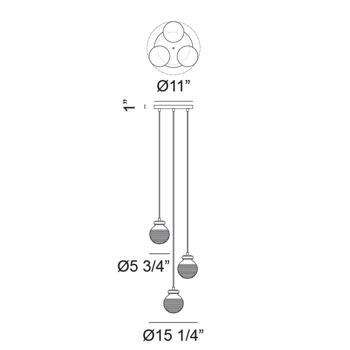 Matteo C84003 Ridge 3-lt 15" Pendant