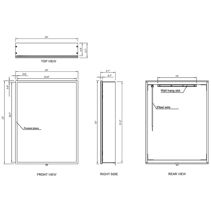 Paris Mirror Cabinet Galaxy 24 x 32 Rectangle LED Illuminated Mirror Cabinets