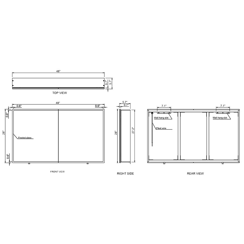 Paris Mirror Cabinet Galaxy 48 x 28 Rectangle LED Illuminated Mirror Cabinets