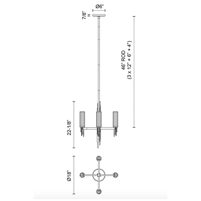 Alora CH335418 Torres 4-lt 18" Chandelier