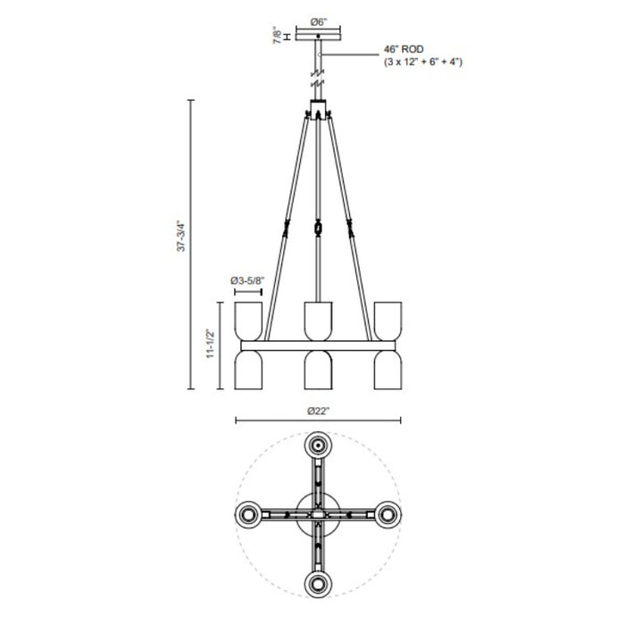 Alora CH338822 Lucian 8-lt 22" Chandelier