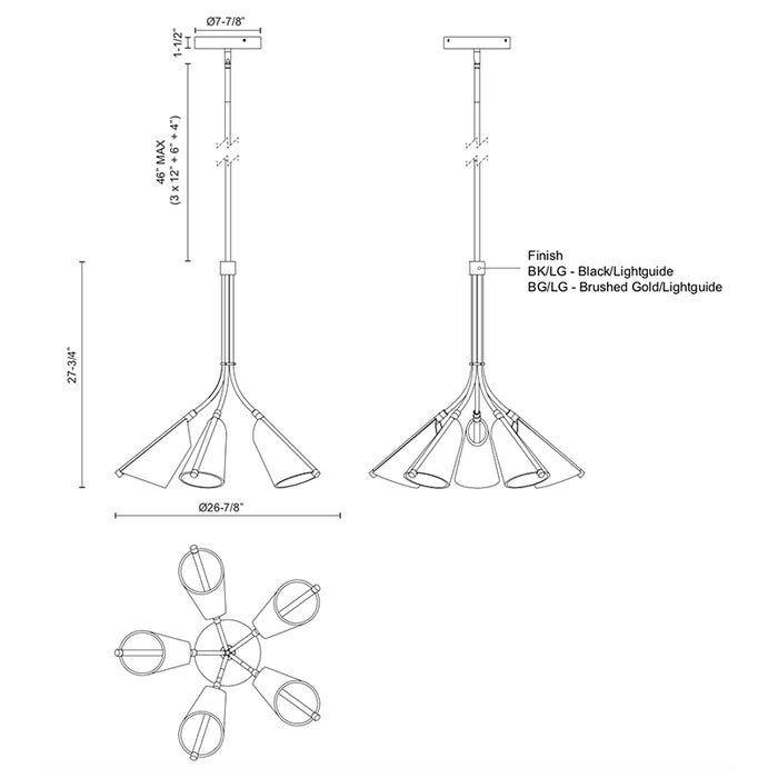Kuzco CH62628 Mulberry 5-lt 27" LED Chandelier