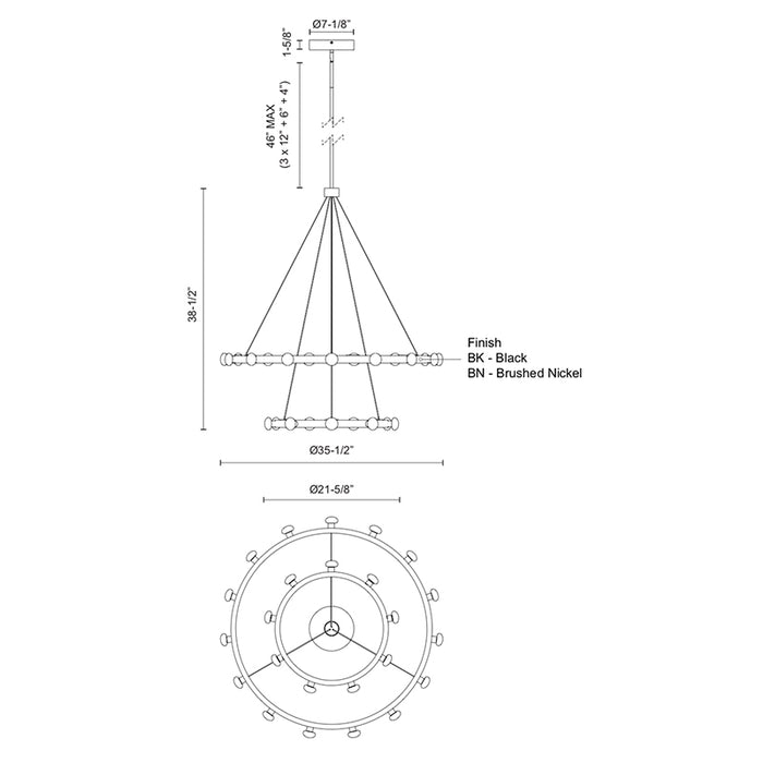 Kuzco CH63436 Rezz 36" LED Chandelier