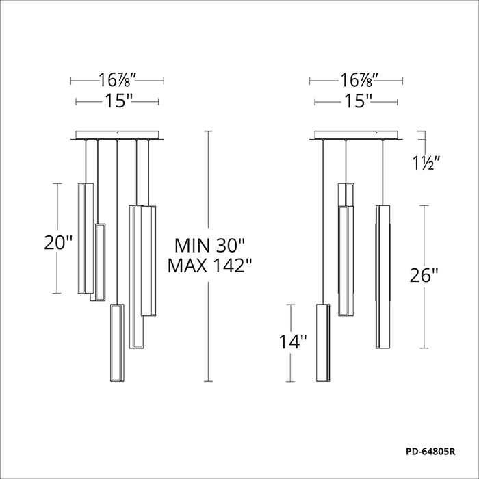 Modern Forms PD-64805R Chaos 5-lt 17" LED Pendant