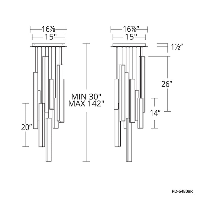 Modern Forms PD-64809R Chaos 9-lt 17" LED Pendant