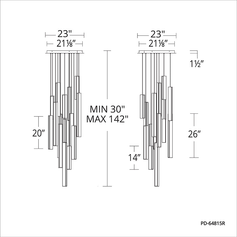 Modern Forms PD-64815R Chaos 15-lt 23" LED Pendant