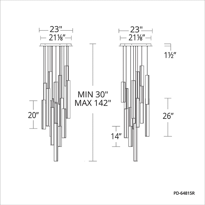Modern Forms PD-64815R Chaos 15-lt 23" LED Pendant