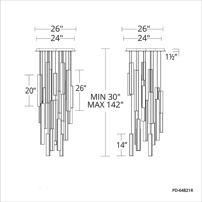 Modern Forms PD-64821R Chaos 21-lt 26" LED Pendant