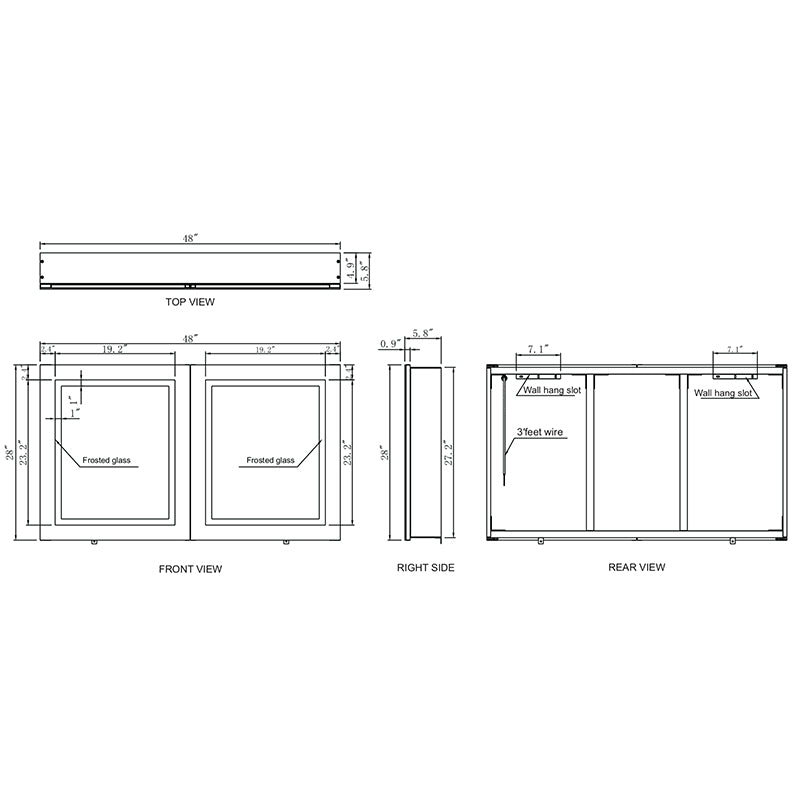 Paris Mirror Cabinet Harmony 48 x 28 Rectangle LED Illuminated Mirror Cabinets