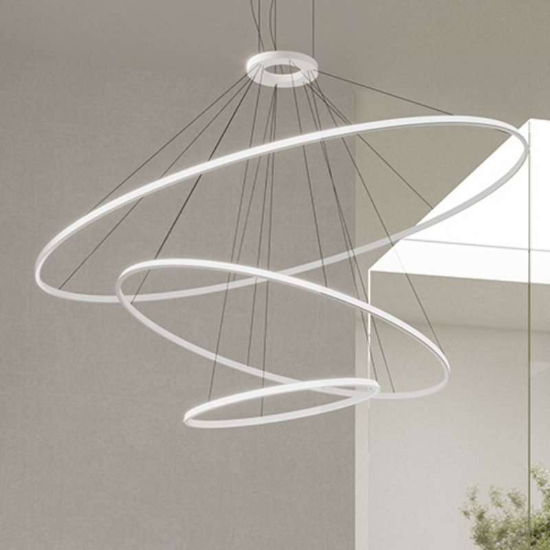 Bover Circular S/3L/200/120/60 3-lt 82" LED Pendant, Downward Light - White