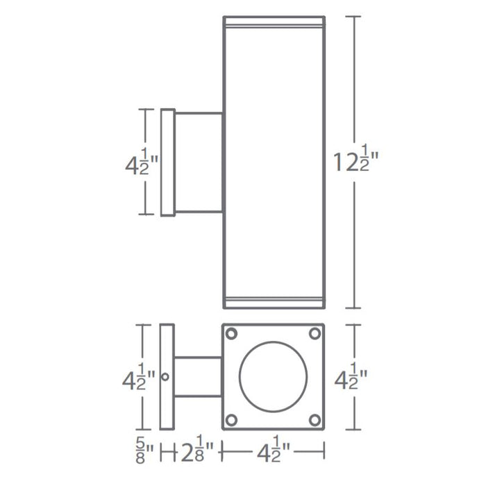 WAC DC-WD0534 Cube Architectural 5" Double Wall Mount, 33° Beam